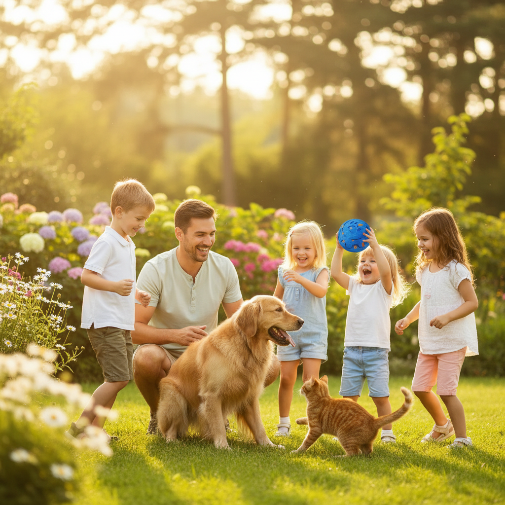Famille avec la balle