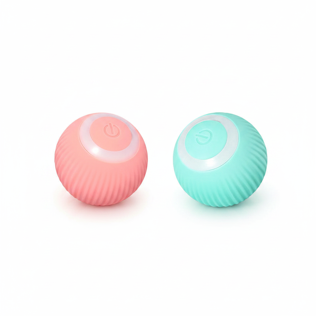 Balle Interactive Chat™ - rose et verte sur fond blanc